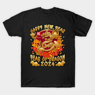 Lunar New Year 2024 Shirt Gifts Chinese Lunar New 2024 Year of The Dragon Zodiac T-Shirt